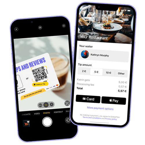 GlobalTips – QR code menu, cashless tipping, order and payments
