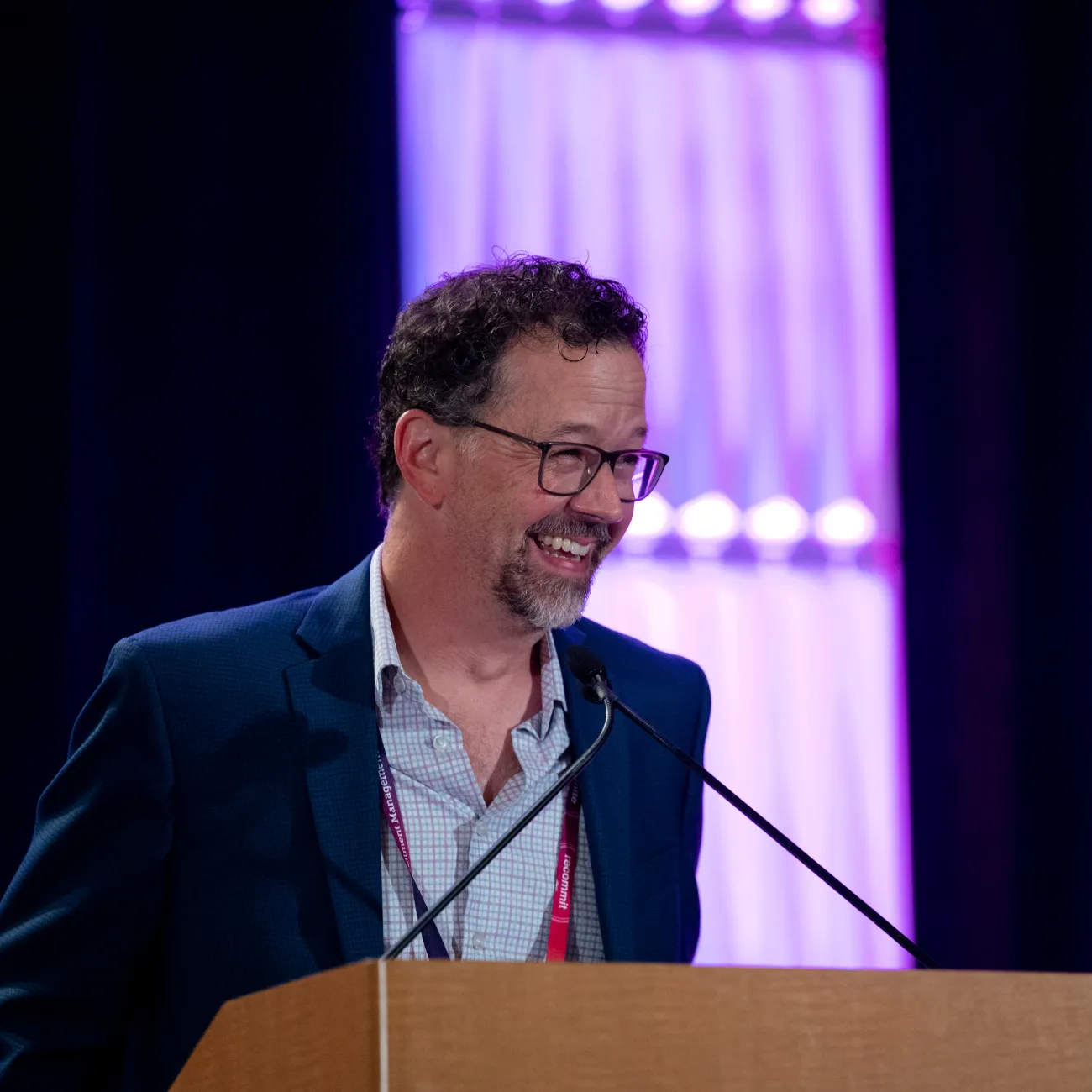 EMA member Eric Barber speaking on the main stage at EMA's annual conference.