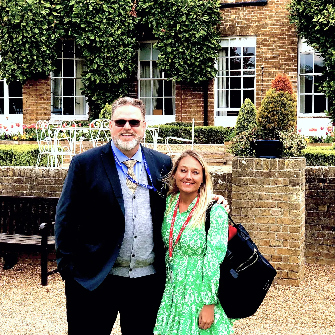 EMA team member posing for a photo with Joshua Clark from TASIS England.