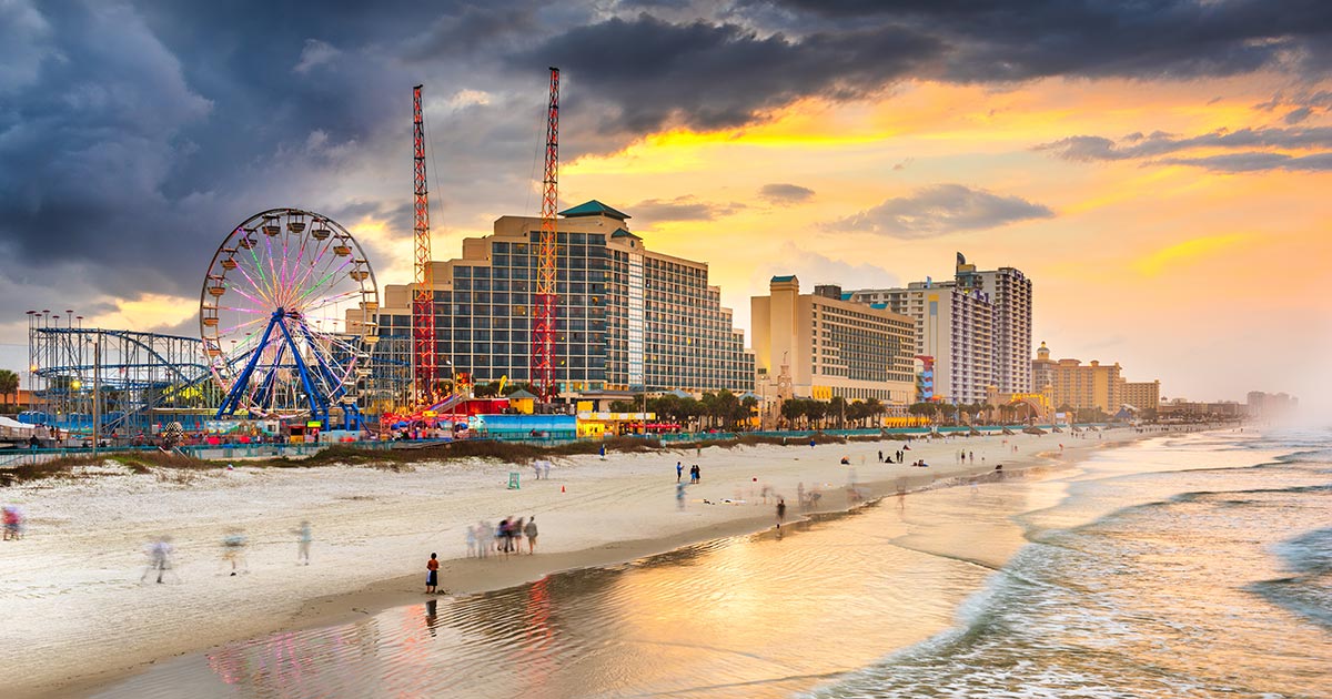 Families enjoying carnival on beach in Tampa, Fl