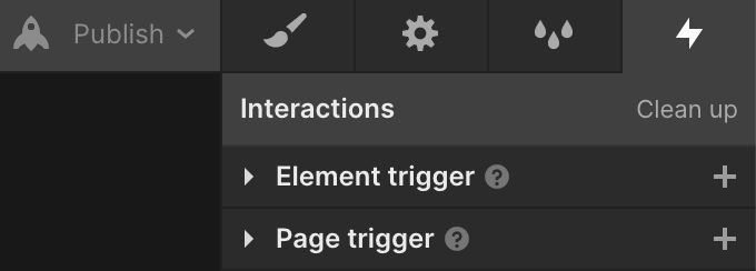 Interactions in Webflow