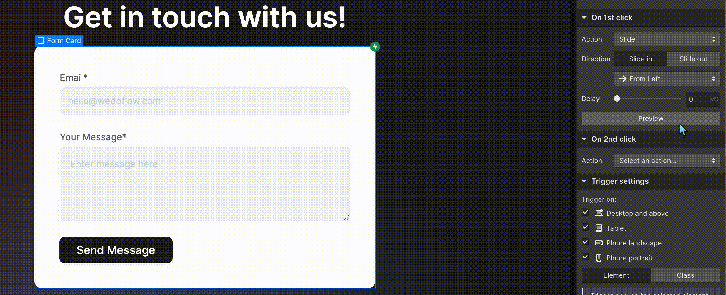 Slide animation in Webflow design