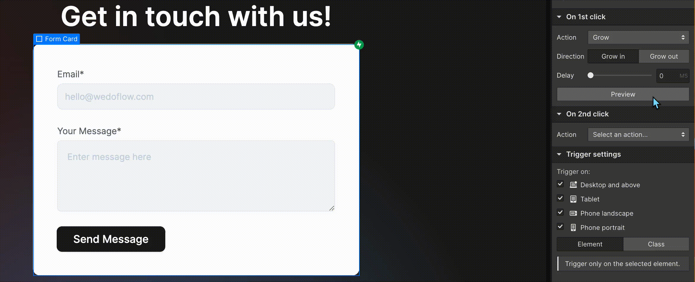Grow animation in Webflow design