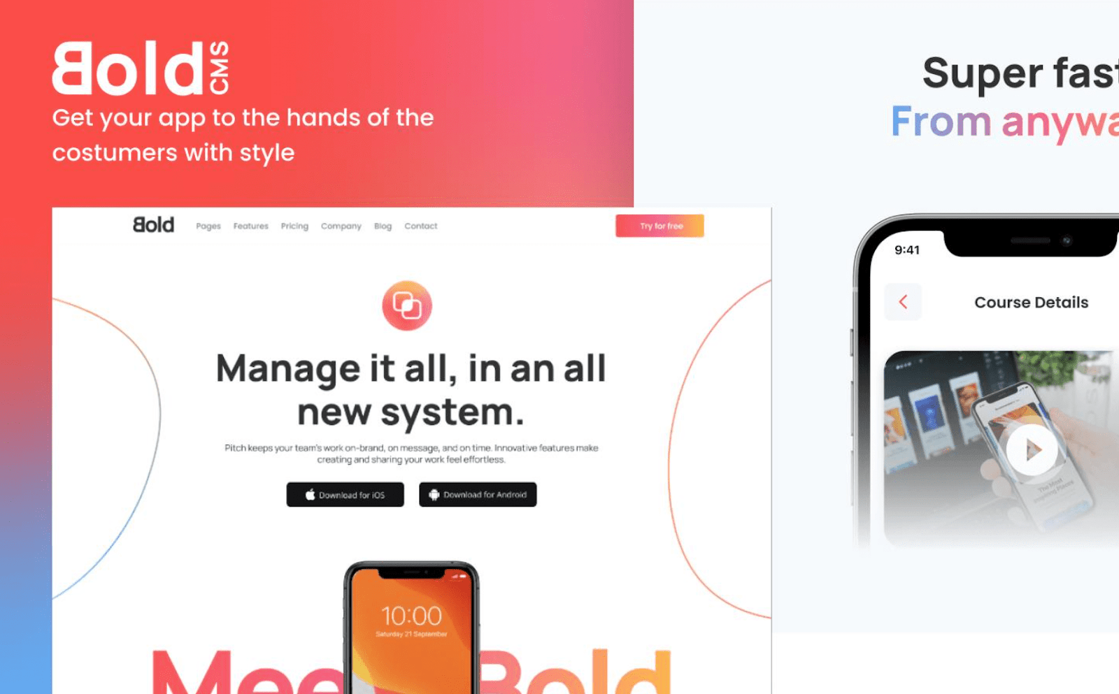 Bold CMS web app template preview photos - App Website Template Bold CMS - Wedoflow