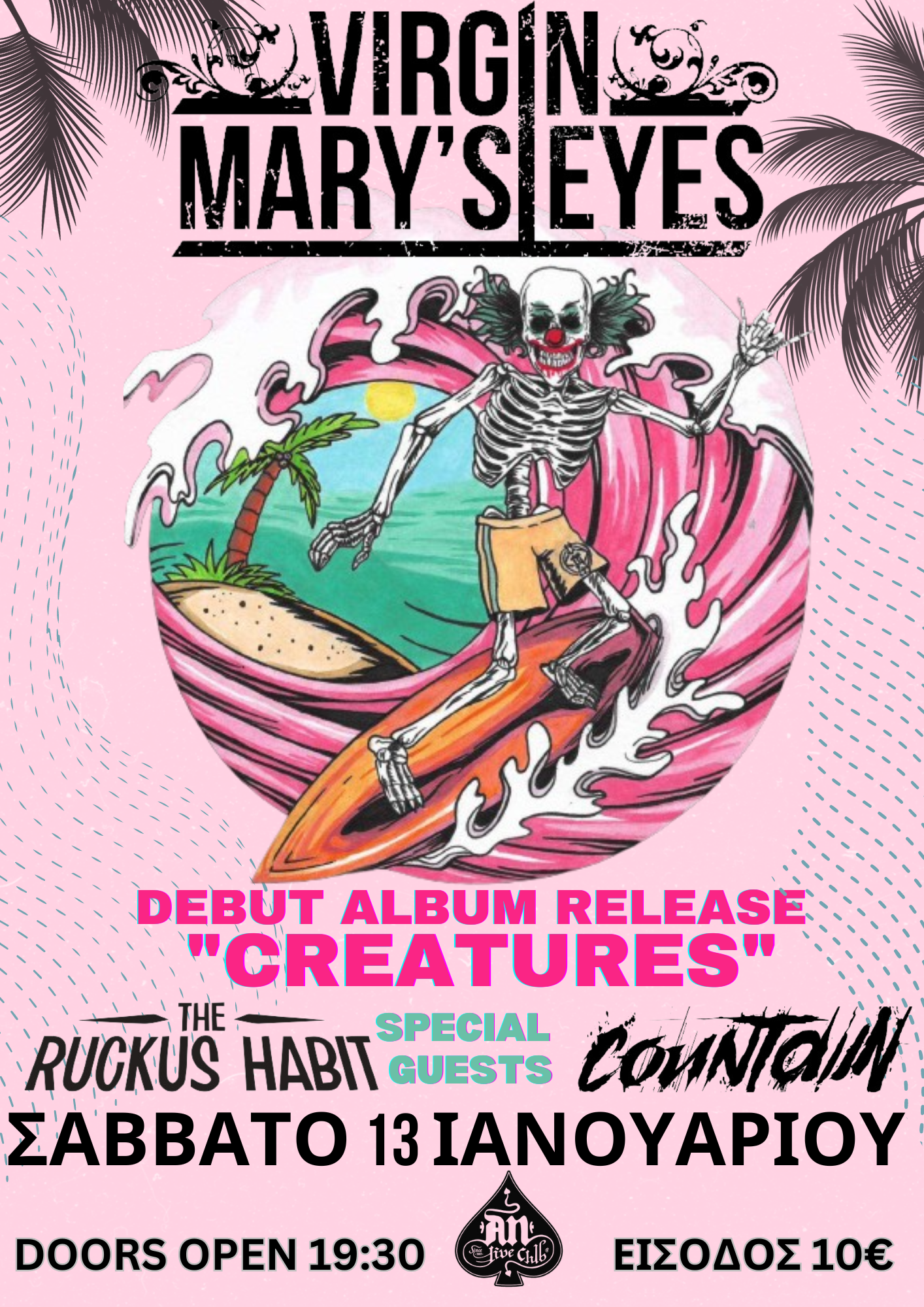 VIRGIN MARY'S EYES (“Creatures” - RELEASE LIVE SHOW) | Special guest: Morphing Jar / The Ruckus Habit