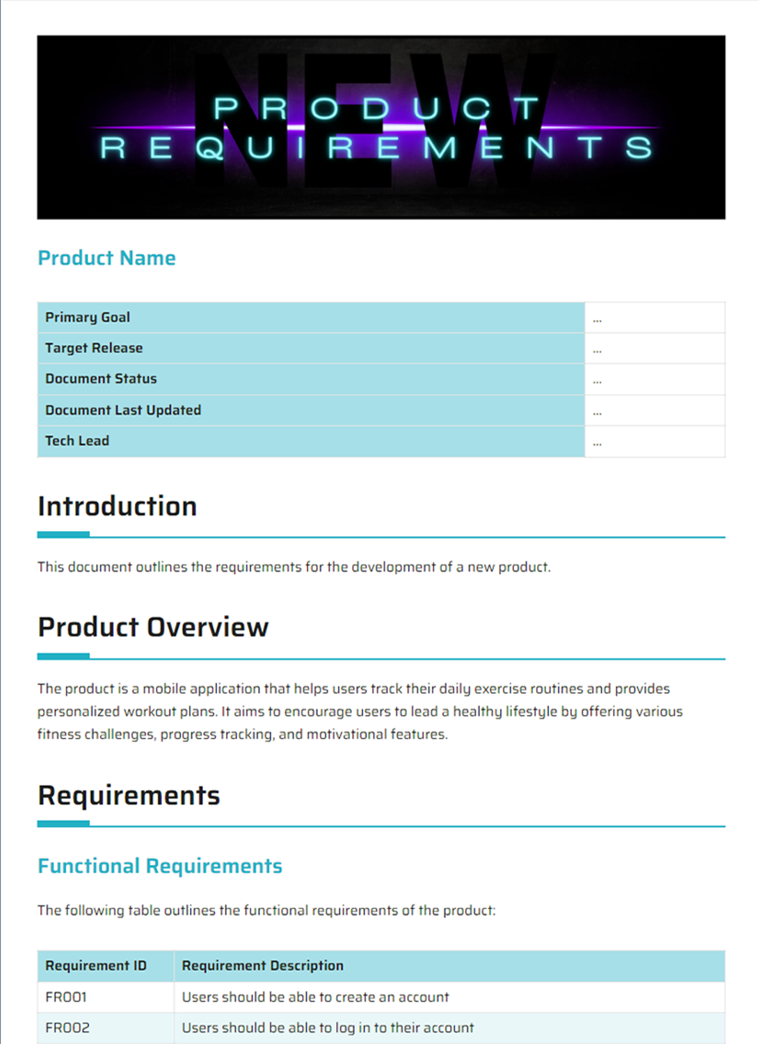 Product Requirements Document Template | Bit.ai