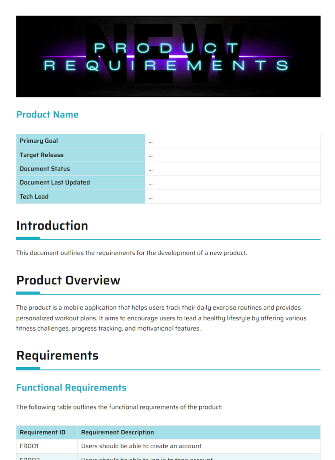 Product Requirements Document Template