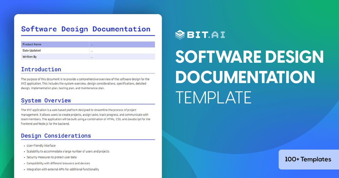 Software Design Document Template | Bit.ai