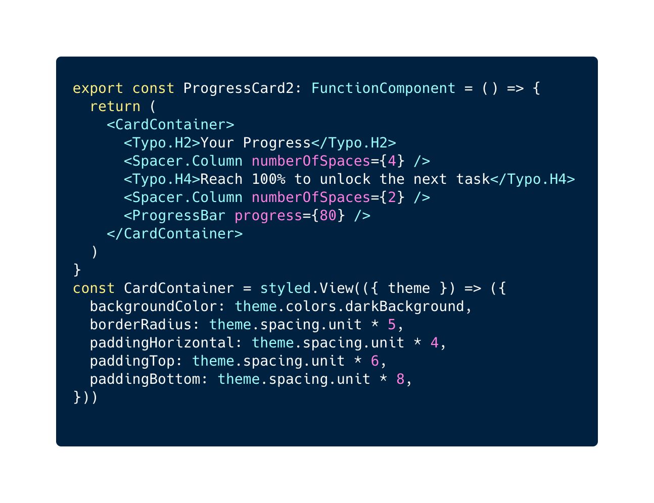 code with spacer bam tech react native
