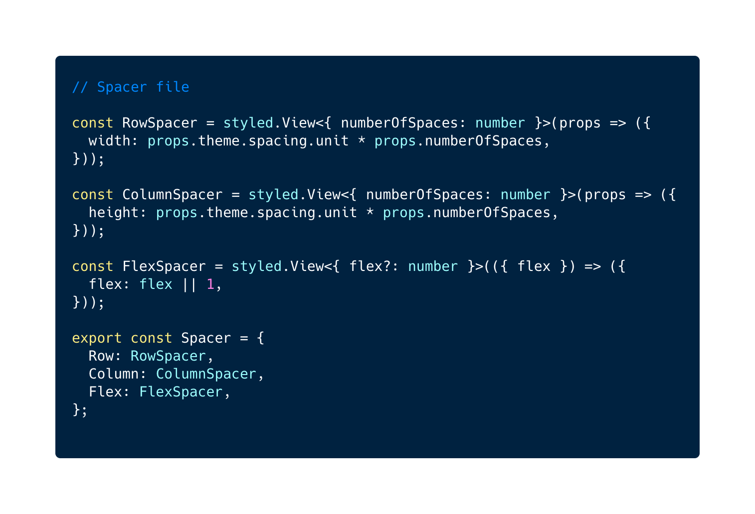spacer code bam tech react native