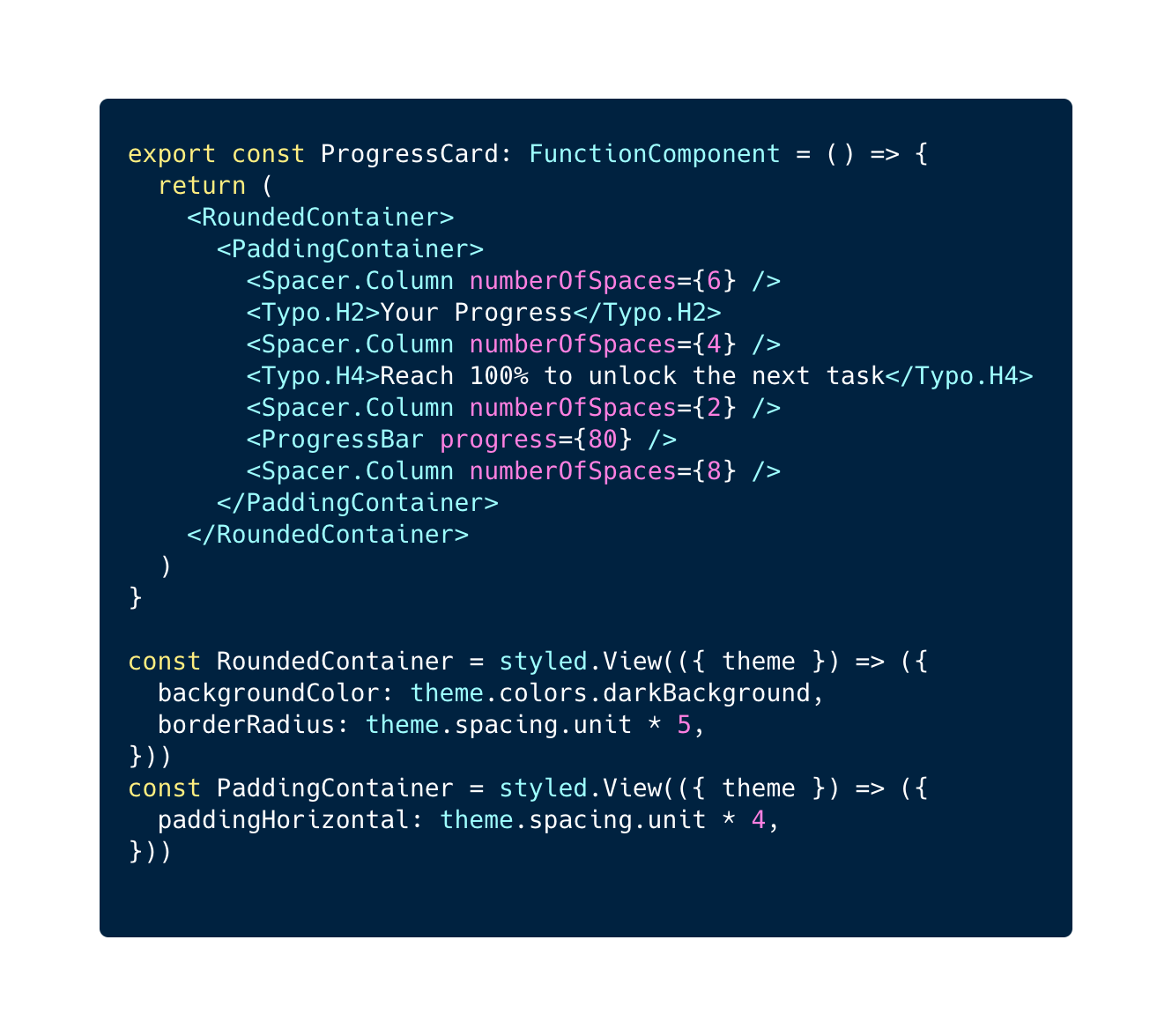 container with spacer bam tech react native