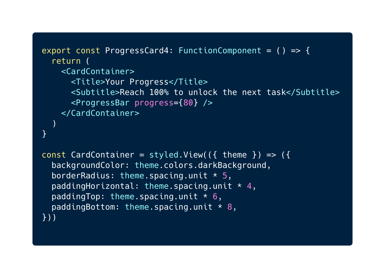 progress card code with the worst solution bam tech react native