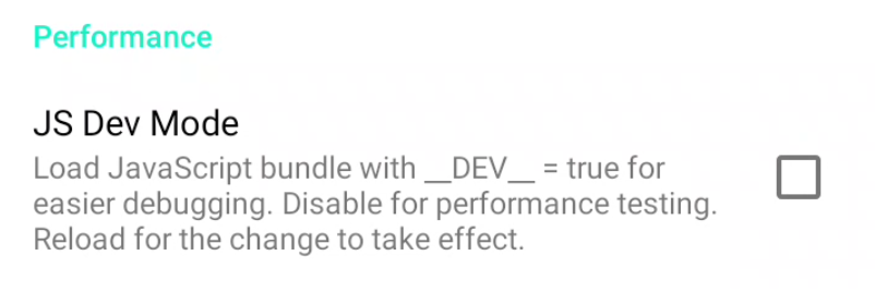 JS Dev Mode in the development menu