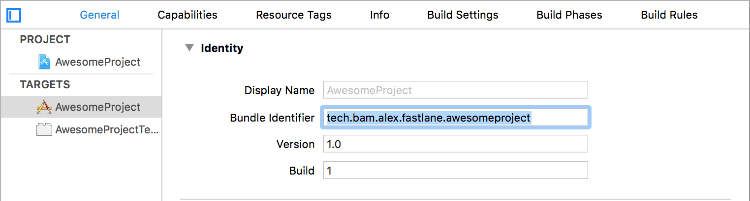 Set bundle identifier