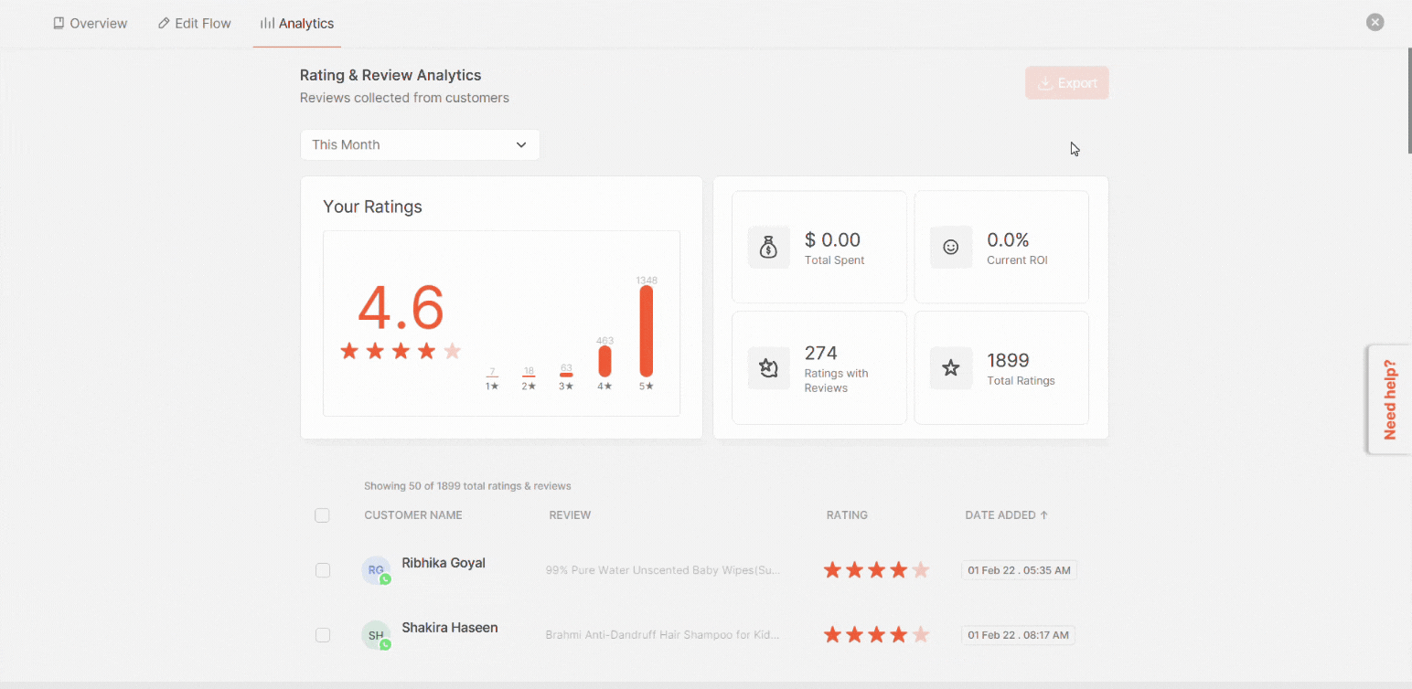 Export Rating & Review Analytics