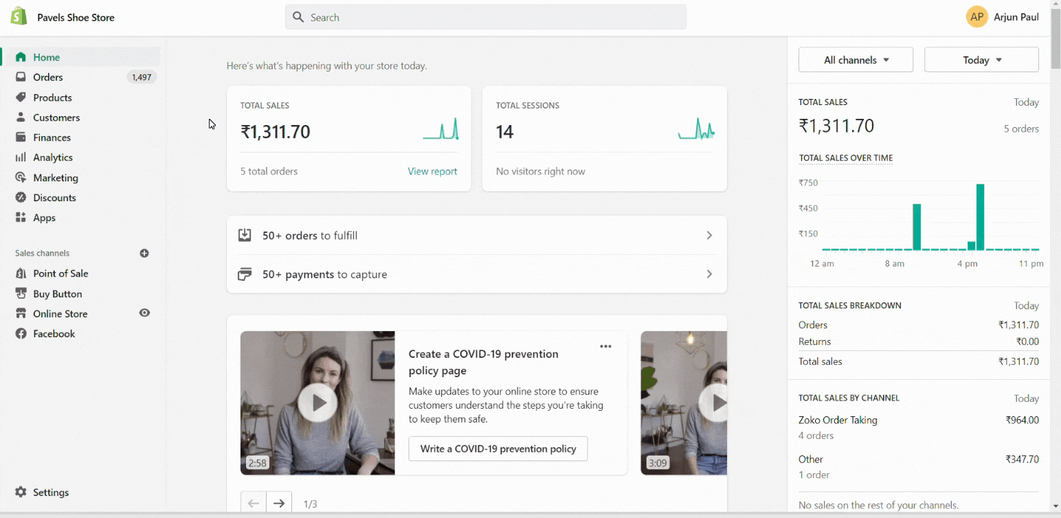 Log in to your shopify