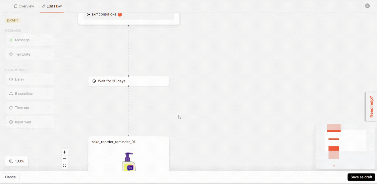 reorder flow modify delay time
