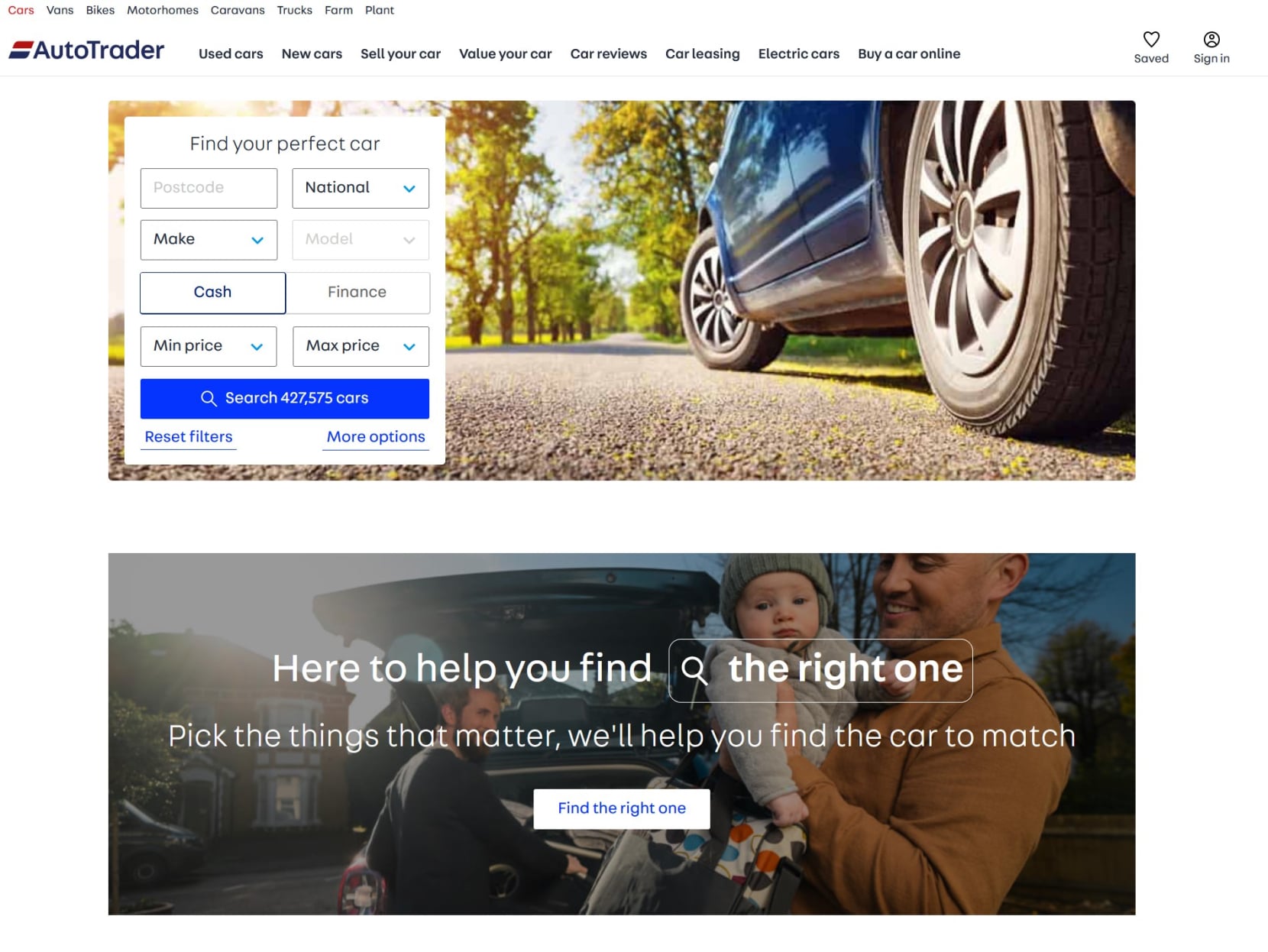 Autotrader website screen