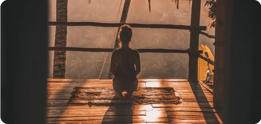 girl doing meditation in morning