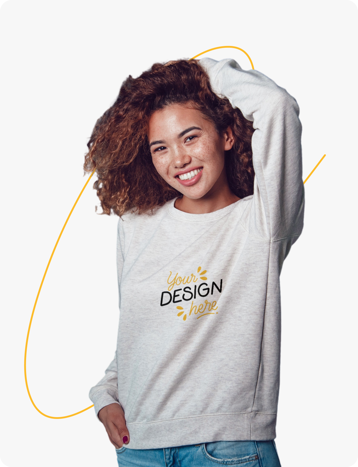 Man wearing a preview of a T-shirt produced with our service.