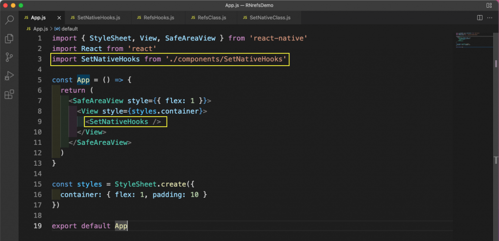 setnativeprops in functional component code