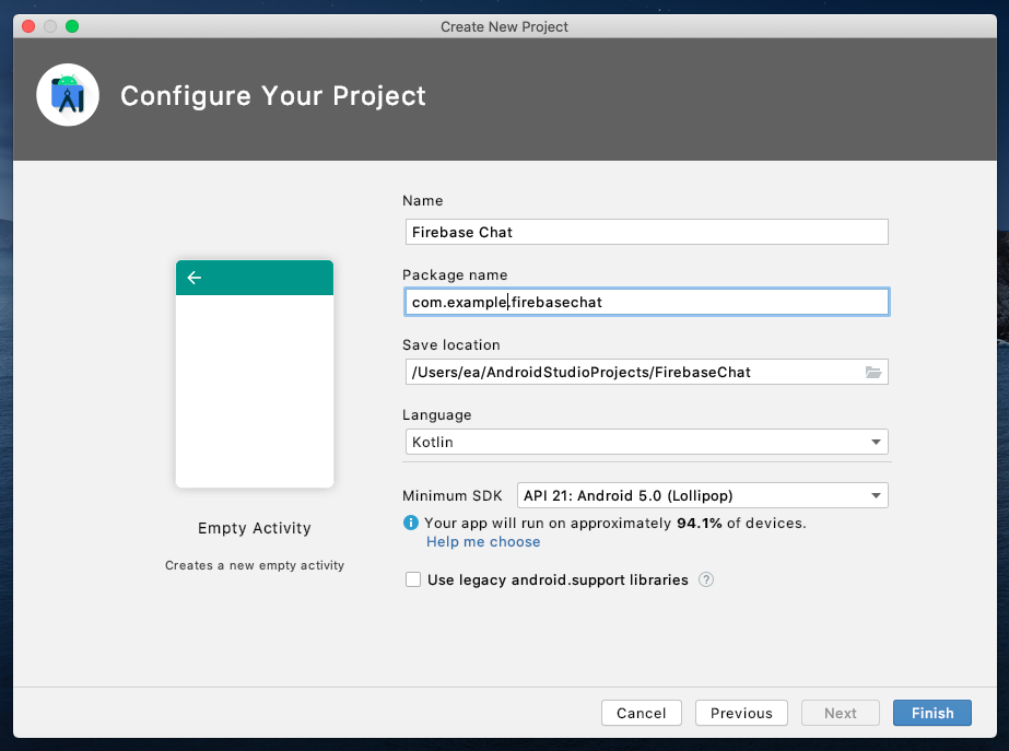 firebase project configure