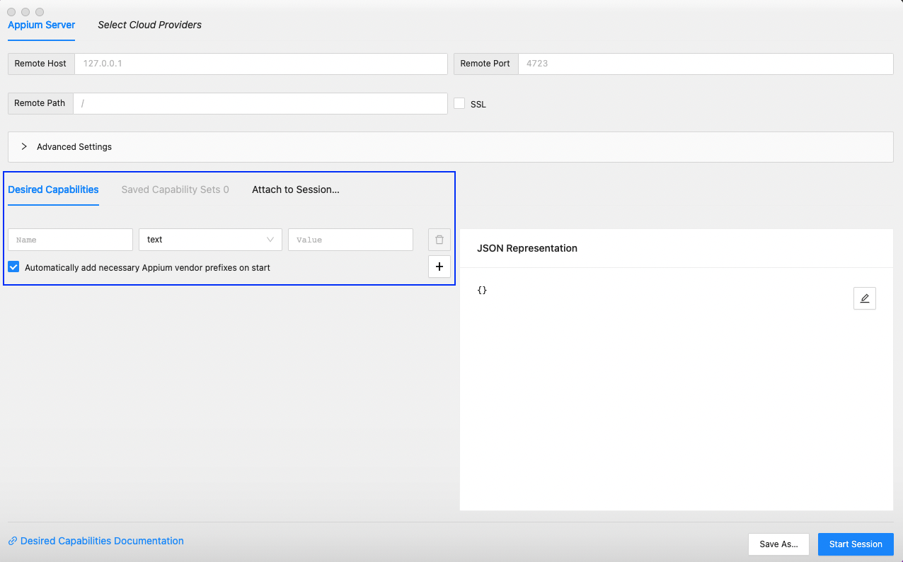 Appium Capabilities screenshot 7