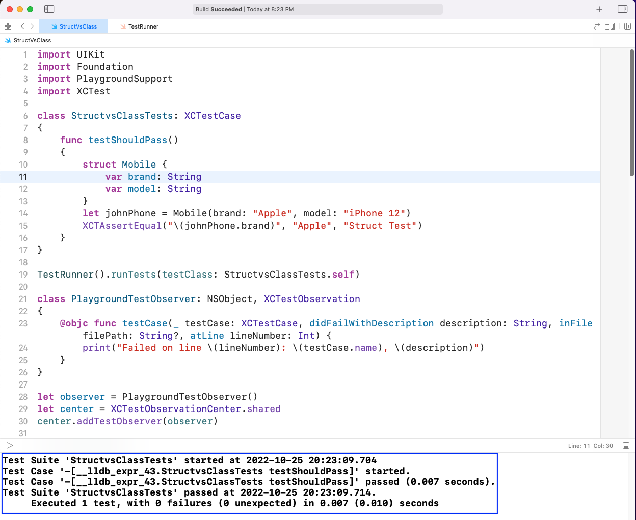 swiftui vs struct runningtest