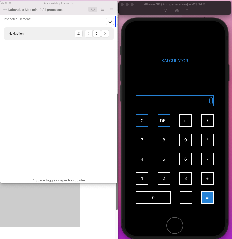 calculator app in simulator