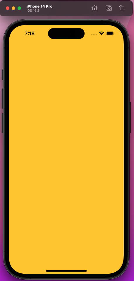 Upon running the app, a yellow background will be shown.