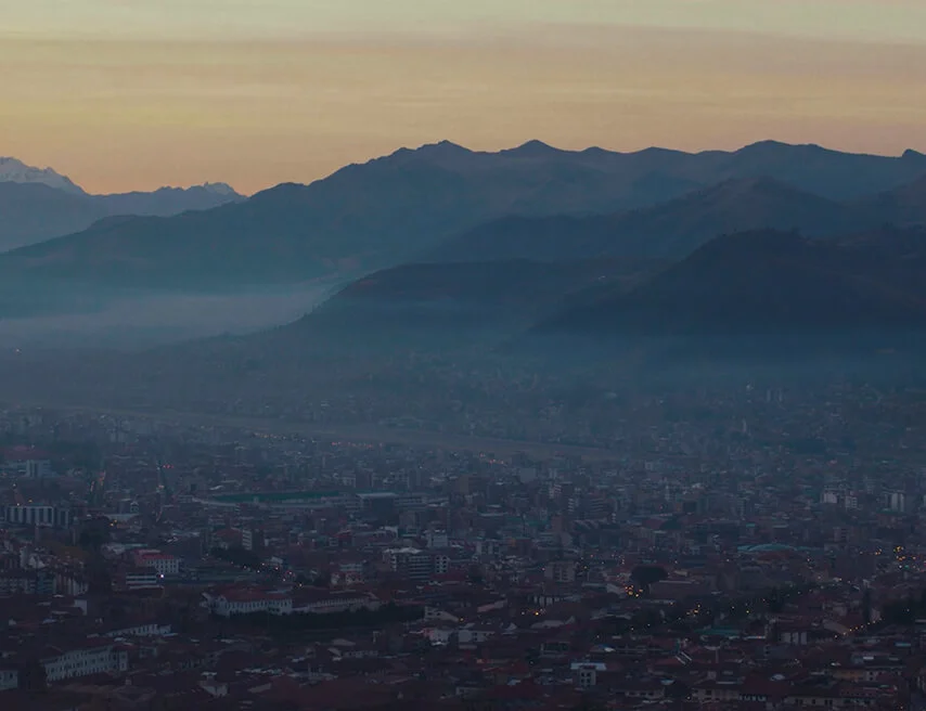 Mountain valley during golden hour