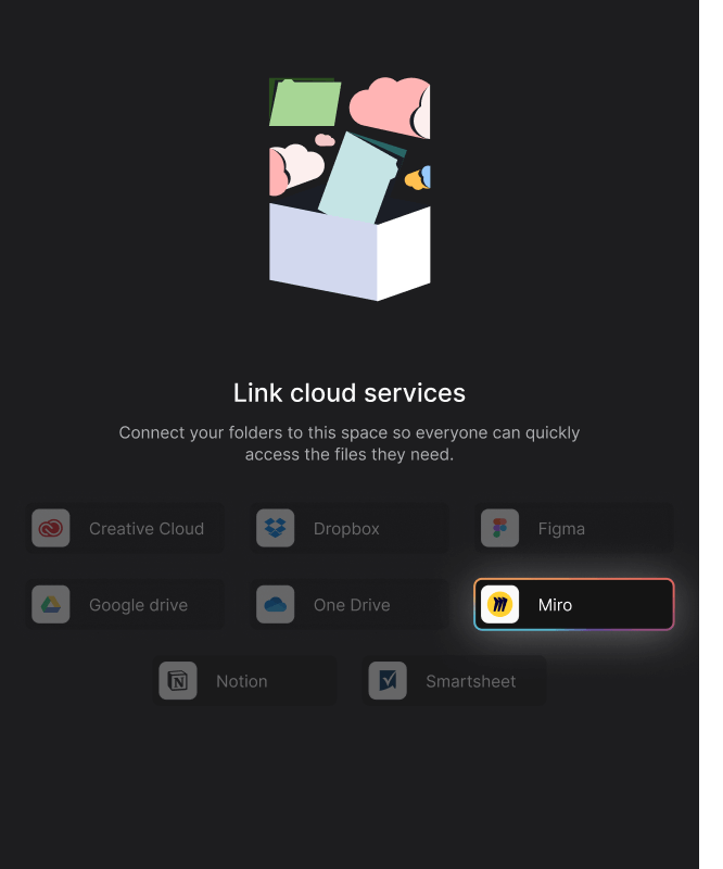 Rock Files mini-app select Miro from the available integrations