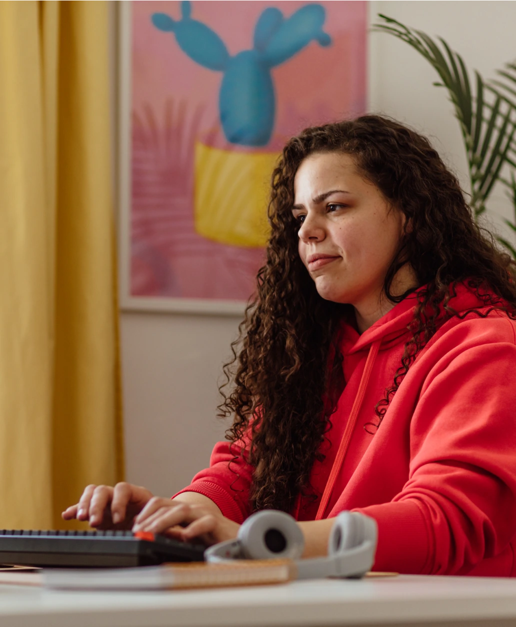 Woman red sweatshirt