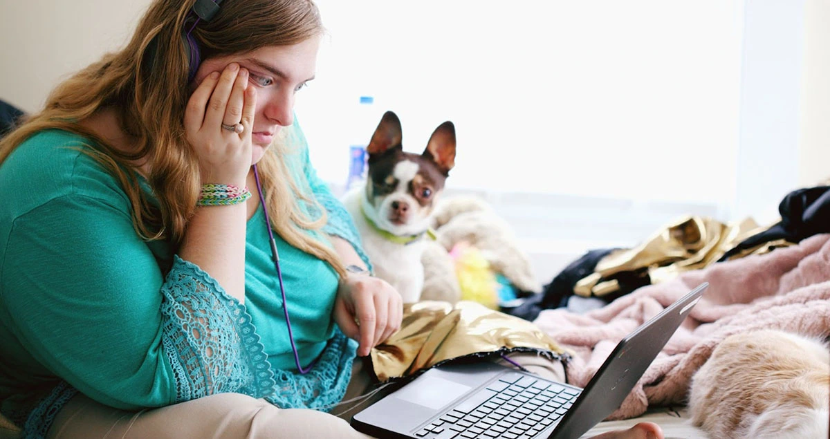 Teen upset looking at bad test results