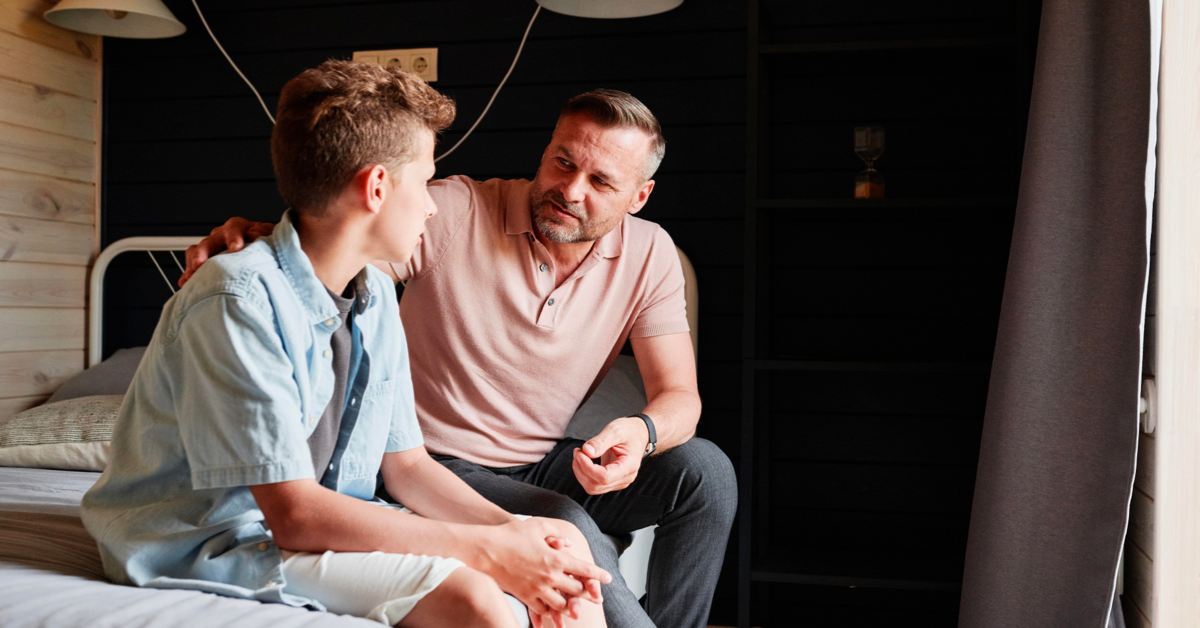 A father supports his son struggling with mental health