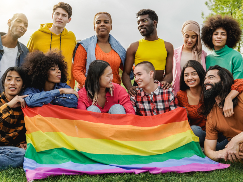 LGBTQIA teens hanging out and supporting each other
