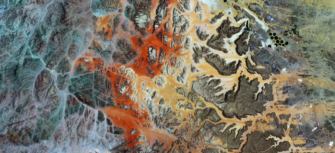 Satelittbilde av fjellområde