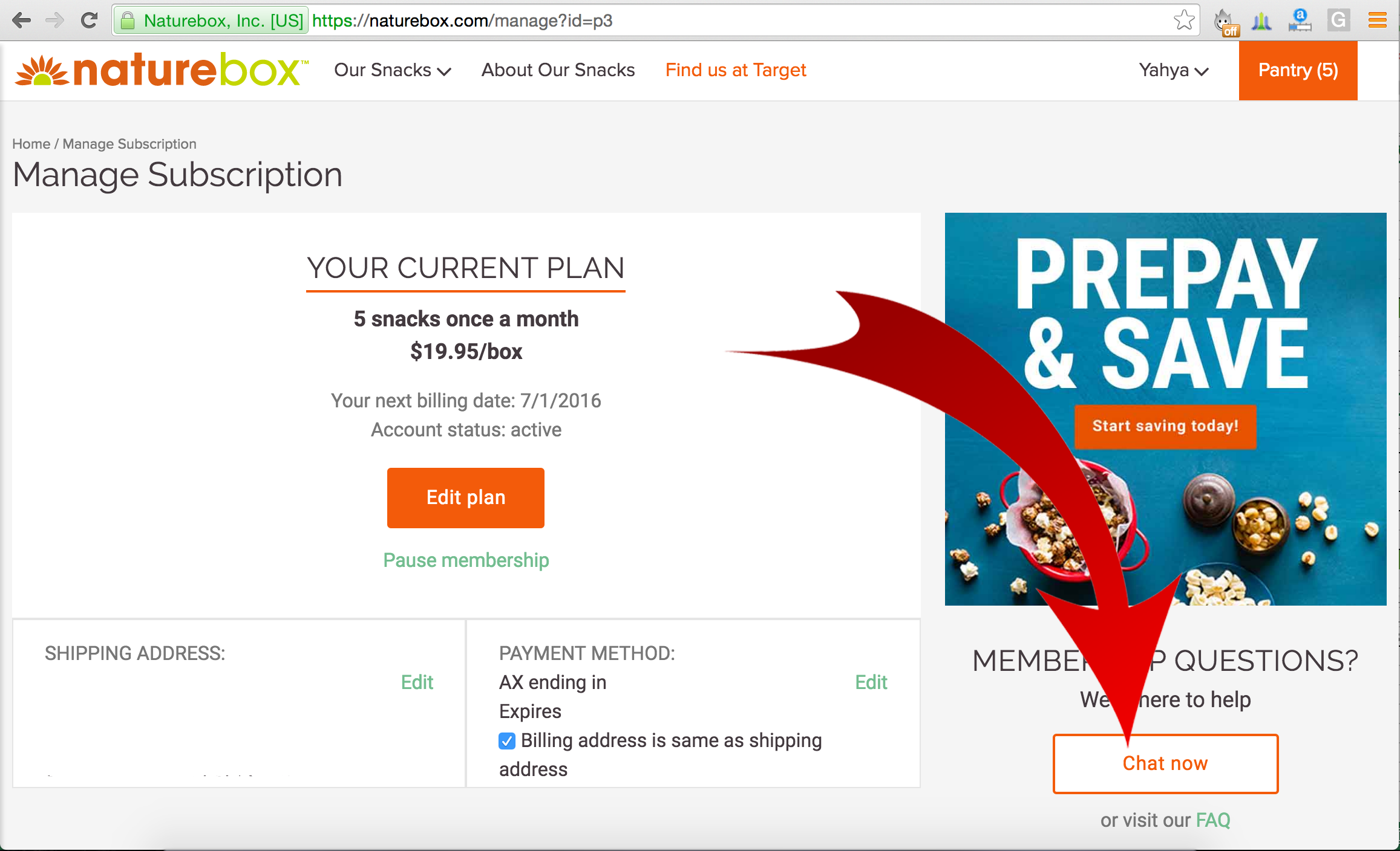 cancel Naturebox screen