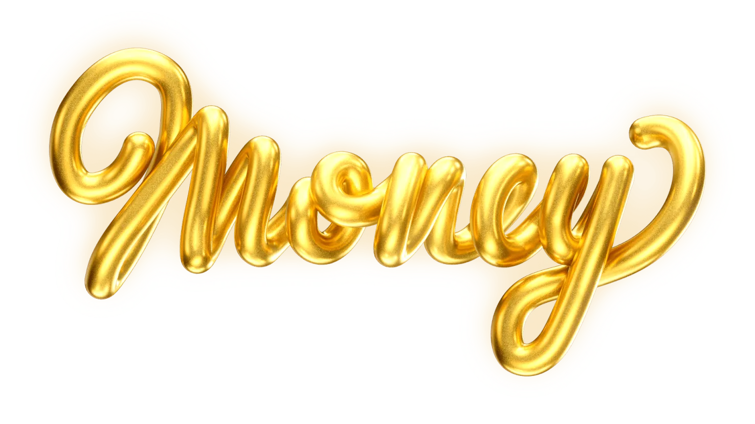 3D render of the word Money in metallic gold.