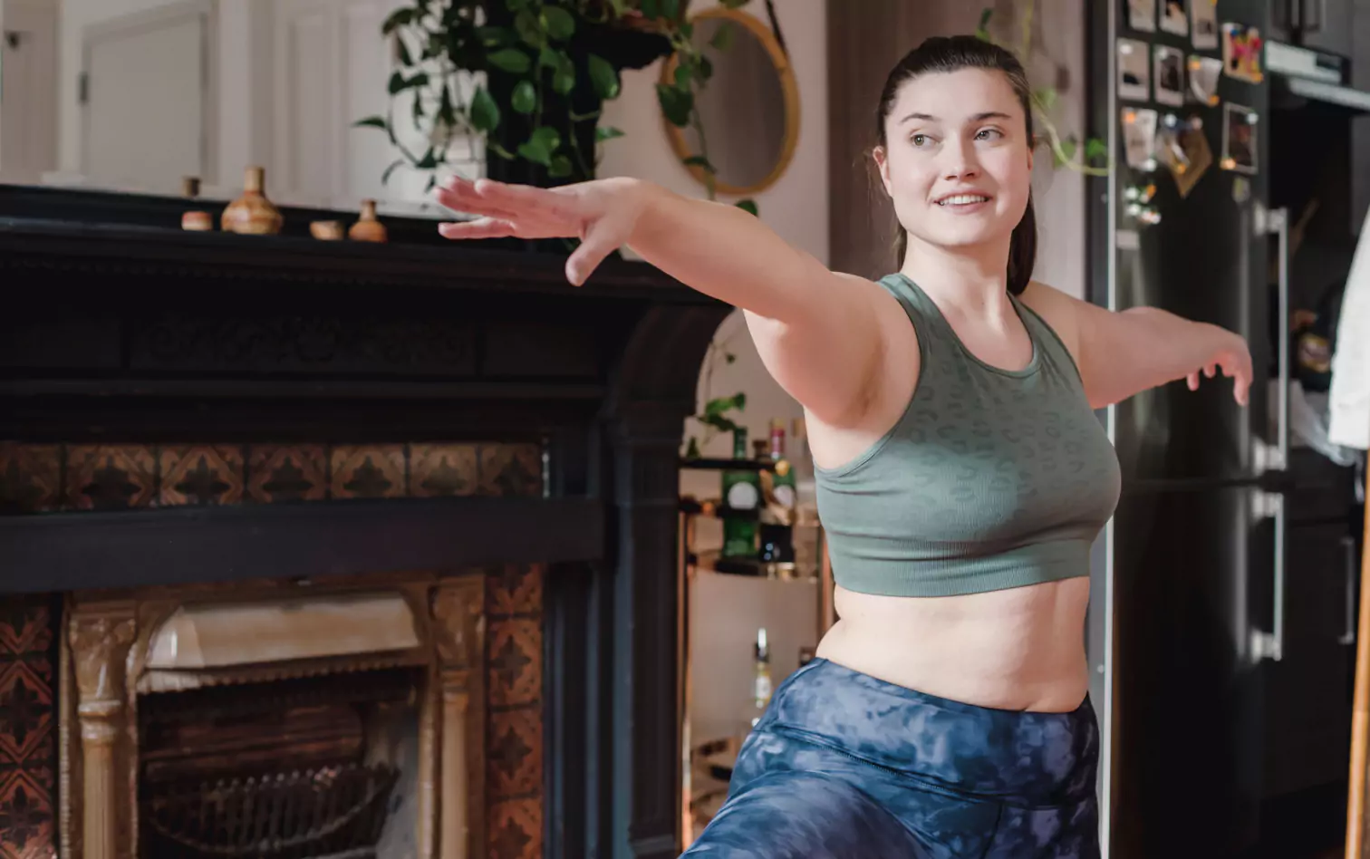 a person doing yoga at home
