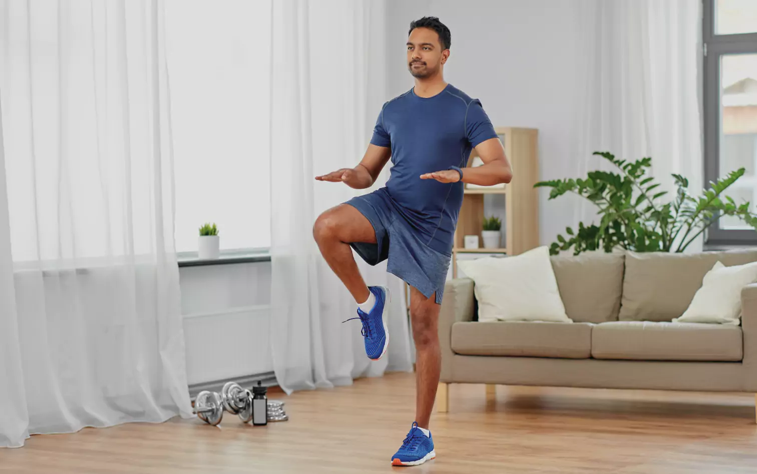 a person working out at home