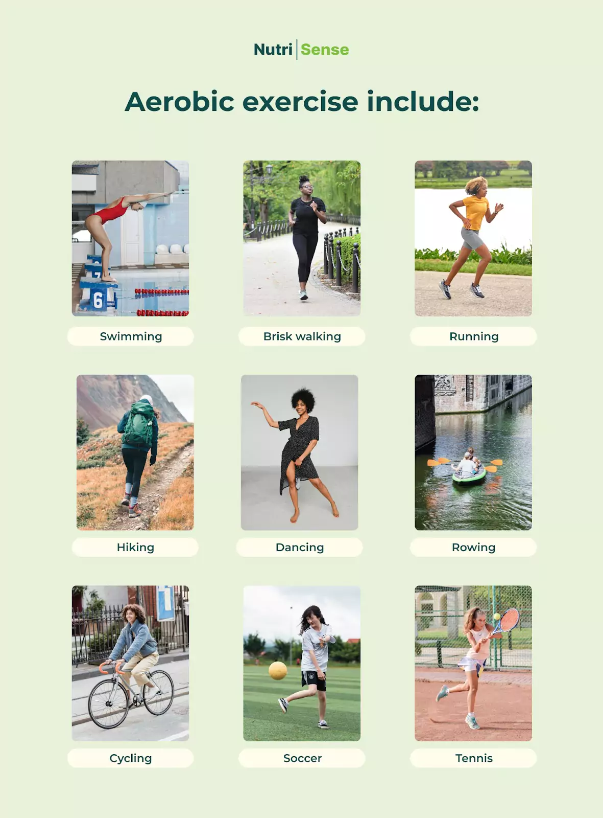 An image of various aerobic exercises