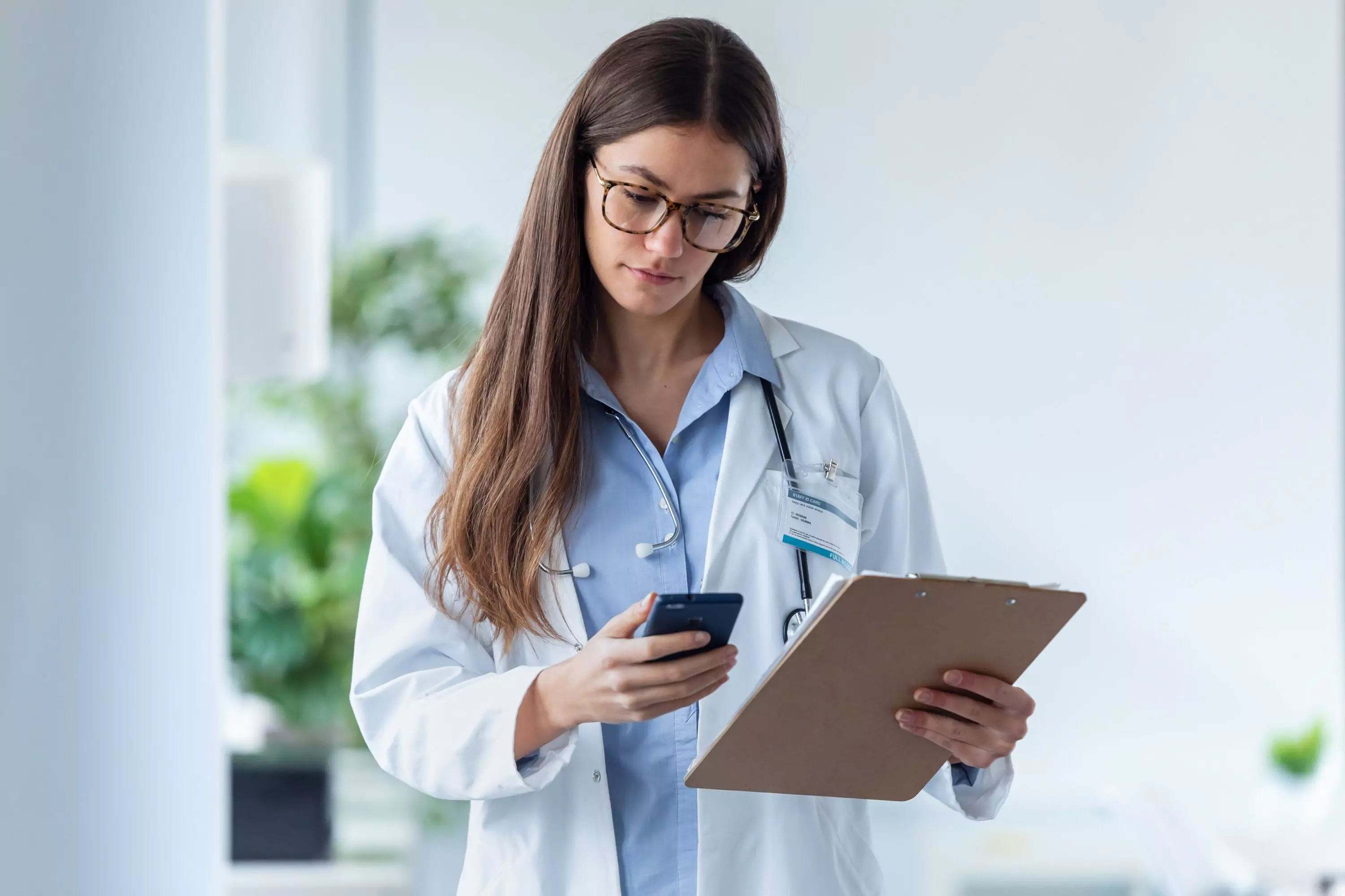 a doctor looking at their phone
