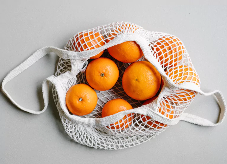 a bag full of oranges