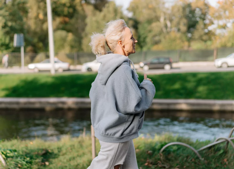 a woman jogging in the park