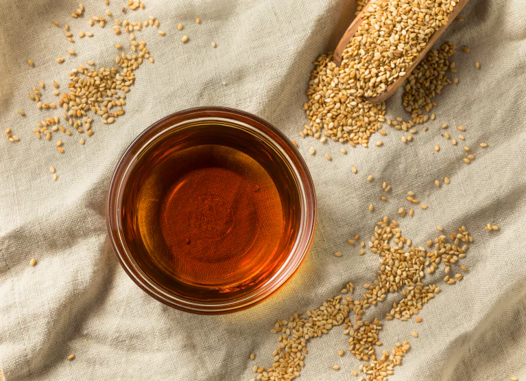 a cup of sesame oil