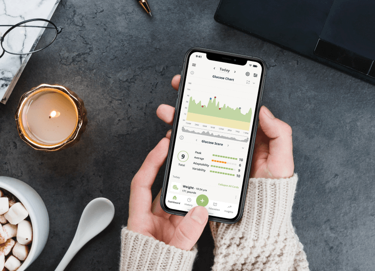 a glucose chart in the Nutrisense app