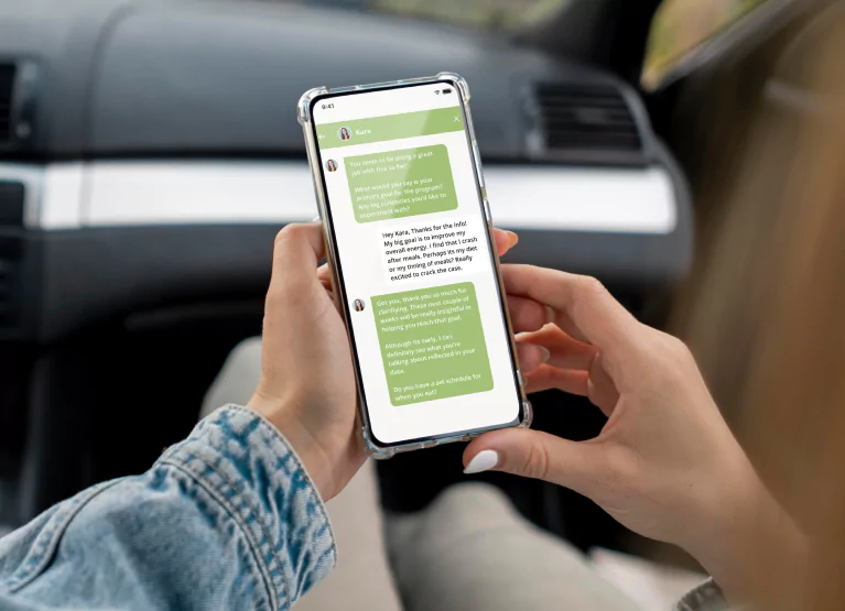 Nutrisense app chat with registered dietitian