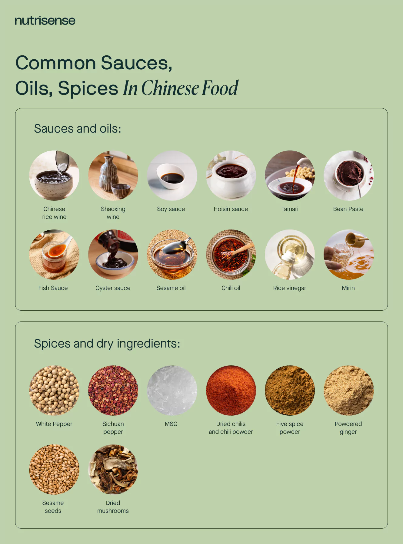 Common sauces, oils, and spices in Chinese food