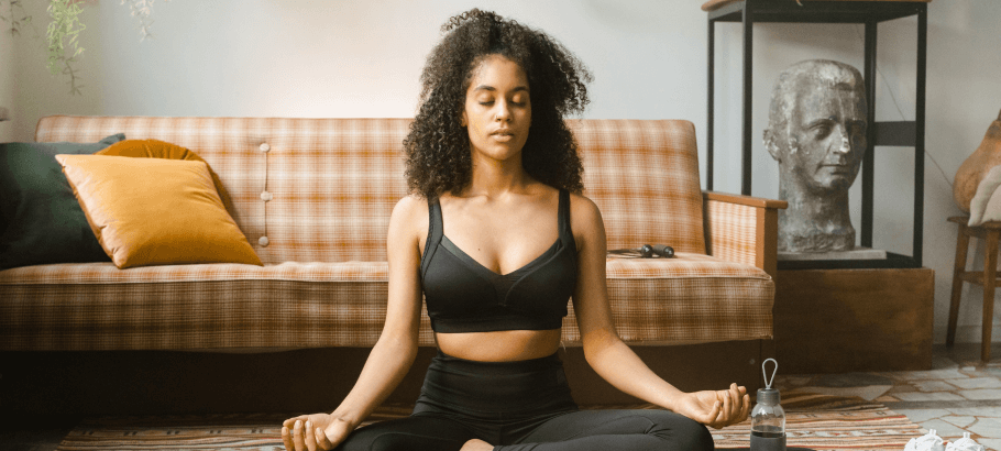a girl meditating